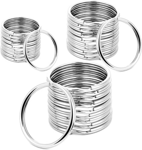 Augshy Silberne Schlüsselringe, 60 Stück Runde Schlüsselringe 20mm 25mm 30mm Edelstahl Schlüsselringe DIY Schlüsselanhänger Zubehör Metalle Ringe für Schlüssel und Handwerk