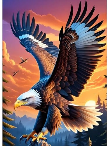 GDYEEH 5D Adler Diamant Painting Pictures, DIY Adler Diamant Art Painting Kits, Sonnenuntergang Diamond Painting Set for Adults Anfänger, Mosaic Making, Diamond Painting for Home Decor 30x40cm