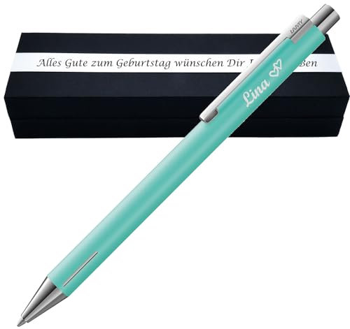 Juwelier Schönschmied L A M Y Econ Kugelschreiber mit Gravur als Geschenk | Geschenkverpackung inklusive Wunschgravur | schwarz schreibend | hochwertiges Metall | personalisierte Kullis | PS320Box2