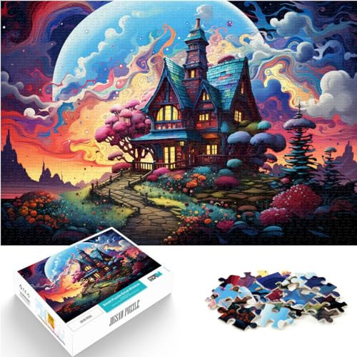 Puzzles, buntes Graffiti-Haus, 1000-teiliges Puzzle für Erwachsene, Holzpuzzle, Spielzeug, Puzzles, Lernspiele, Stressabbau-Puzzles (50 x 75 cm)