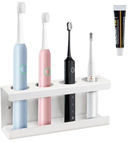 Porta Spazzolino Elettrico, 4 Fori Universale Porta Spazzolini Bagno, Multifunzione Portaspazzolini da Bagno, Porta Spazzolini Elettrici, Portaspazzolino Elettrico, Base Diatomee
