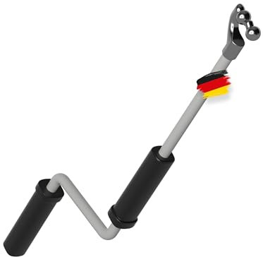 BAUHELD® Markisenkurbel mit Kugel-Haken [Made in Germany] - Markisenstange mit Pulverbeschichtung [120cm] - Hochfester Handgriff aus Kunststoff - Kompatibel mit runden Markisen-Ösen - RAL 7035