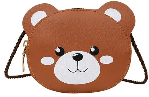 LOHGOU Kleine Umhängetasche für Mädchen, niedliche Cartoon-Umhängetasche, Kinder, Mädchen, Münzgeldbörse, Handtasche, Brown Bear