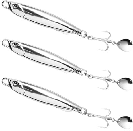 3 PCS Sea Fishing Lures - 30g Metal Jigs & Spoons UK for Mackerel, Bass, Cod & Pike - Silver 10cm