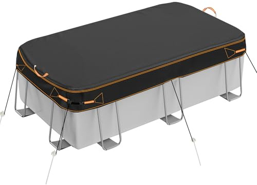 Neuradical rechteckige Pool Abdeckung, 4x2m Heavy Duty Stoff Abdeckungen für oberirdische Schwimmbäder, einschließlich Seil Krawatte & Nägel, Winddicht reißfest wasserdicht UV-beständig