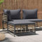Myheimly Gartenhocker mit Dunkelgrauem Kissen Poly Rattan