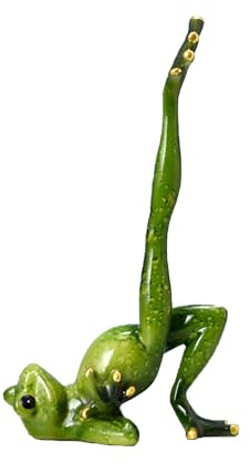 Swtgaah Yoga Frosch Deko Figuren,ca 20cm Harz Froschstatue Dekoration für Haus Büro Zimmer (Einbeinig)