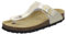 AFS-Schuhe 2107, Leder Sommer Pantoletten Damen Zehentrenner, flach Sandalen mit Fußbett Schnalle (43 EU, gold Lack)