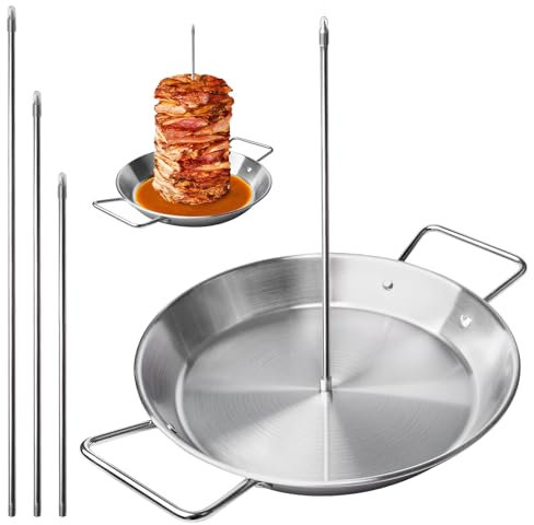 Pincho Vertical Para Kebab, Asador Vertical De Acero Inoxidable, Brocheta Vertical Bbq, Vertical De Acero Inoxidable Para Barbacoa Ideal Para Tacos Caseros Al Pastor, Shawarma,Churrasco8,10,12in