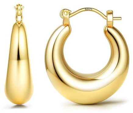 Chriscoco Creolen Ohrringe Silber 925 für Damen, 14 Karat Vergoldet Hypoallergene Goldene Ohrringe Creolen Gold/Silber Damenohrringe, 25MM-G