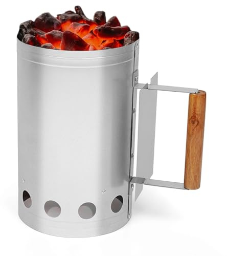 HALNYHYFD Holzkohle Kaminanzünder Kleiner Kaminanzünder mit Holzgriff für Holzkohlegrill und BBQ, Holzkohlekamin zum schnellen Feuerstarten von Barbecue Grill