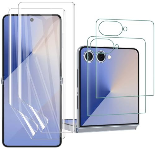 AOKUMA Screen Protector for Samsung Galaxy Z Flip7 / Z Flip 7, [2 Pack Tempered Glass&2 Pack Soft TPU Screen Protector] Premium Quality Guard Film, Case Friendly, Shatterproof, Shockproof