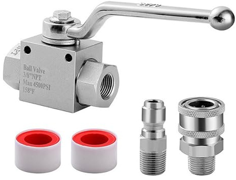 Adaptateur de couplage rapide pour lave-linge à haute pression Kits de vannes globes 4500PSI, 3/8 pouces de connexion rapide, vannes d'arrêt résistantes aux fuites