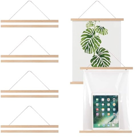 SUPRROW 4 Stück A3 Posterleiste Holz,Magnetisch Posterschiene Posterleisten 30CM, A3 Poster Aufhängen, Bilderrahmen Leiste,für Poster, Bilderrahmen Kunstwerkr, Fotos