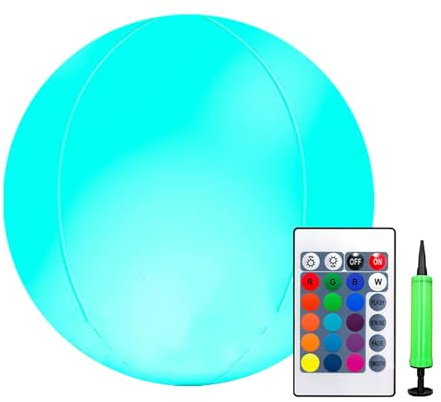 Led Glow Sphere-Inflatable Night Toy, Color Changing Floating Ball | Waterproof Luminous Pools Decoration, Remote Control Lighted Beach Accessory for Outdoor Party