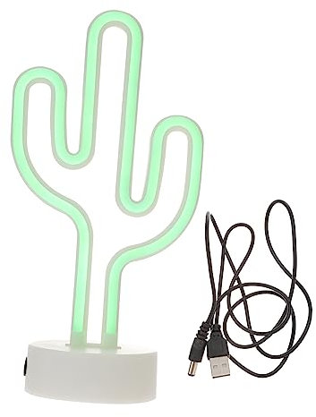 STOBOK Neon Cactus Lamp Battery USB Powered Decor Light for Home Office Wedding Parties Gentle Glow Unique Cactus Design Energy Efficient Fun Photography Prop