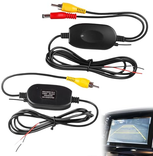 Auto 2.4G Wireless Farbe Video Sender und Empfänger, Auto Sender Empfänger für Fahrzeug Backup Kamera, Auto Kabellos Empfänger für Auto Kamera 12V Farben Videoübermittler