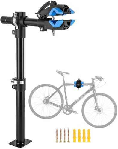 DASBET Bike Repair Stand, Wall Workbench Mount Rack Workstand Bicycle Stand Clamp Height Adjustable Home Bicycle Maintenance Rack for Road Mountain Bikes, Wall Bench Mount Bicycle Repair Rack (Blue)