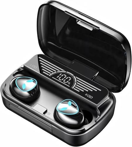 Genérico Auriculares Inalámbricos Bluetooth, Cascos Inalámbricos Bluetooth 5.3 HiFi Estéreo con HD ENC Mic, IPX7,50 Horas Auriculares Inalambricos con LED Pantalla (Écouteurs (M23))