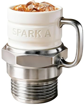 KUWUNG Engine Spark Plug Mug, 200ml Coffee Mug, Ceramic Spark Plug Shaped Design Funny Coffee Pot Insulated Cups with Handle, Novelty Mechanics Cup Gift for, Mechanics, Collectors, Dad, Husband