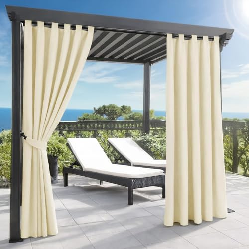 Home Tresor Tenda per Gazebo 160 x 270 cm da Esterno Impermeabile Antivento con Passanti e Bottoni, Oscurante e Lavabile – Idrorepellente per Pergolato Balcone Giardino - 1 Pannello, Crema