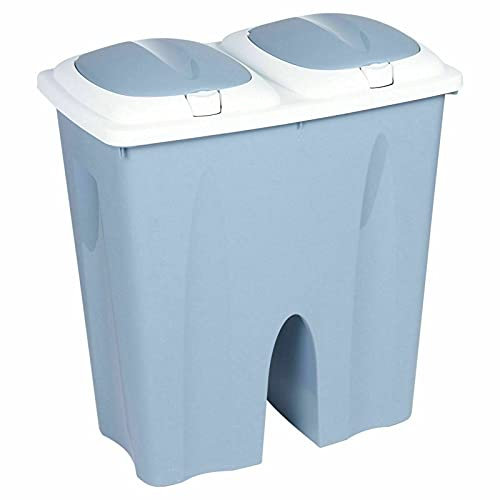 Muddy Hands Duo Double Bin 50 Litre Twin 2 Section Compartment Kitchen Recycling Rubbish Dustbin (Blue)
