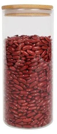ORNAMI Airtight Glass Pantry Storage Canister Jar with Bamboo Lid | BPA-Free, Clear Kitchen Storage Jar (1 pcs, 1.8L)