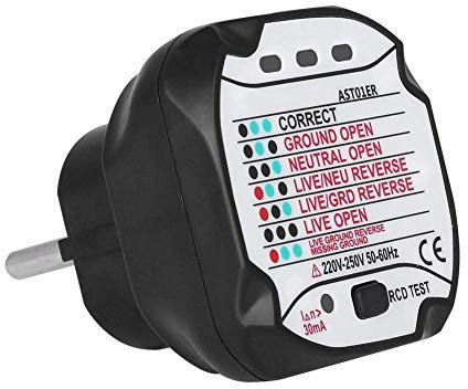 Steckdosentester, BSIDE AST01 Tragbarer Professioneller Automatischer Steckdosenprüfgerät, 58 x 53 x 53mm(220V EU Plug)