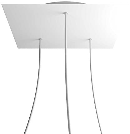 creative cables Rosone XXL Rose-One Quadrato, 400 mm con 3 Fori e 4 Fori Laterali - Bianco Opaco, Bianco