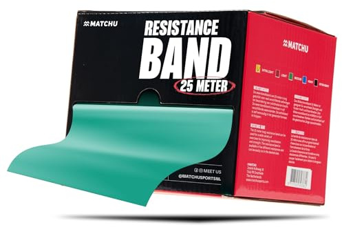 Matchu Sports | Widerstandsbänder | Resistance Bands | 100% Latex | Abschneidbar | 5.5M, 25M oder 45M | Extra leicht bis extra schwer | (Grün - Mittel (5-6 KG), 25 M)