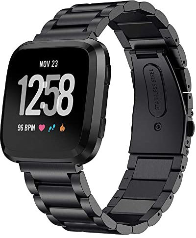 KOMI Uhrenarmband kompatibel mit Fitbit Versa 2 / Versa, Metall Edelstahl Fitness Armband
