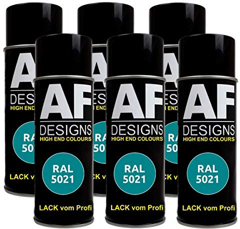 RAL Lot de 6 bombes de peinture pour voiture RAL5021 Bleu eau brillant