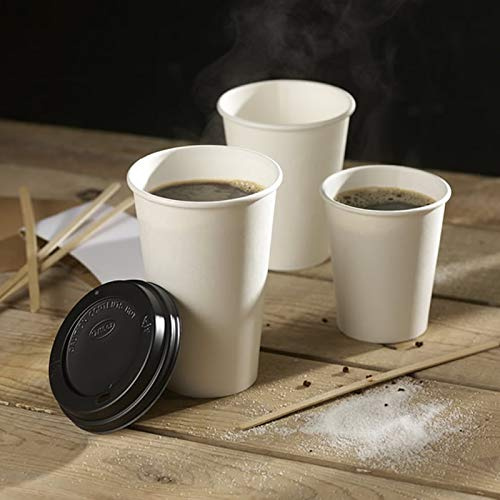 100 Paper Cups with White Lids 4oz for Hot Drinks Espresso Tea/Coffee Samples