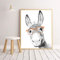 Juabc Wandbild Tier Esel Esel Leinwand Kunst Poster Drucke Kinder Kinderzimmer Wanddekoration Mit Sonnenbrille Schwarz Weiß Gemälde 50x70 cm Kein Rahmen