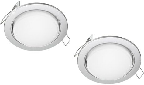 ledscom.de 2 Stück LED Einbaustrahler Zobe flach GX53 chrom matt rund 6,2W 509lm warm-weiß 107mm Ø Lochkreis 90mm Ø