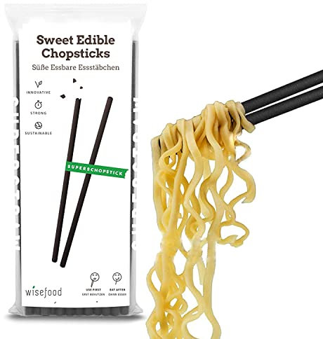 Wisefood - Baguettes comestibles comme alternative au bambou - plastique, bois, métal - Convient pour les sushis asiatiques - Durable - Noir