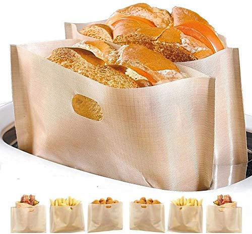 YOOCOOL Non Stick Toaster Bags Reusable and Heat Resistant Easy to Clean,Perfect for Grilled Cheese Sandwiches (6)