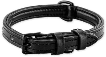 Brute Strength Hundehalsband aus Leder Schwarz, Schwarze Nähte S · 26–33 cm | Weich gepolstertes Echtleder-Halsband für Hunde; Messingschnalle, D-Ring und separater Ring für die Hundemarke