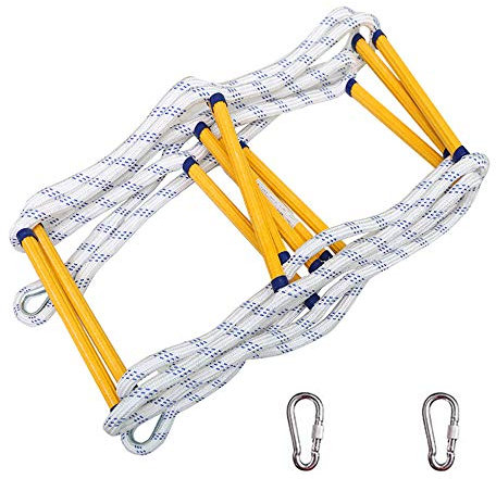 ZUYOKO Strickleiter, Rettungsseilleiter Mehrzweckleiter & Sicherheitsleiter & Feuerleiter mit Haken perfekt für Fenster und Balkon (3M)