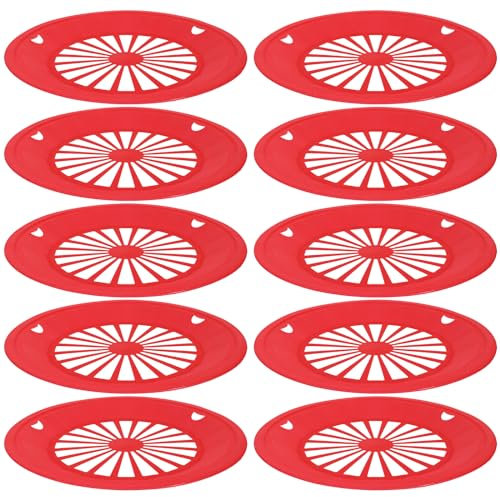 DOITOOL 10 piezas de plástico reutilizable placa de papel titular para fiesta barbacoa y picnic redondo plato de papel bandejas de barbacoa soporte vajilla de plástico (rojo)
