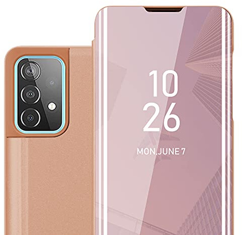 Cadorabo Hülle kompatibel mit Samsung Galaxy A52 (4G 5G) A52s Schutzhülle TPU Silikon Case 360 View Spiegel, Slim Kratzfest Gummi mit Rundumschutz Cover Hülle für Galaxy A52 (4G 5G) A52s in Pink