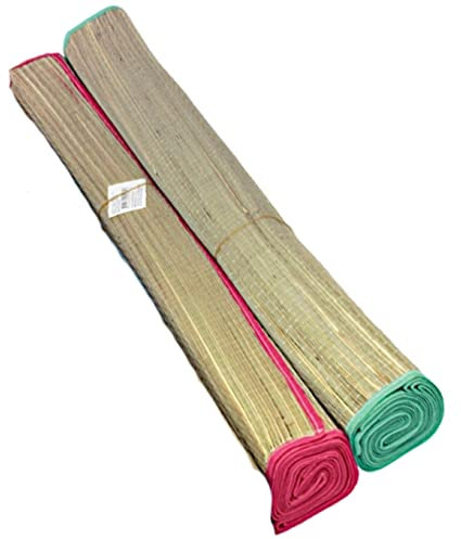 marion10020 Strohmatten Strand Bastmatten Liegematte Badematte Strandmatte Rollmatte Bast Matte Picknickdecke, bunt gemischt, 2er-Set