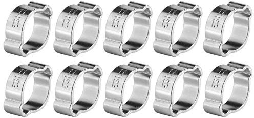 10 Pezzi Morsetto Doppio Orecchio per Tubi Flessibili, Morsetto A Gola In Acciaio Inox Pressa O-Clip Clip per Tubi Flessibili In Metallo, per Tubo In Silicone/Gomma Tubo Carburante (11-13MM)