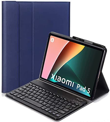 YHFZR Clavier étui pour Xiaomi Mi Pad 5/5 Pro 11 Pouces, AZERTY Slim PU Housse Détachable Wireless Clavier Keyboard sans Fil Coque pourXiaomi Mi Pad 5/5 Pro 11 Pouces, Bleu