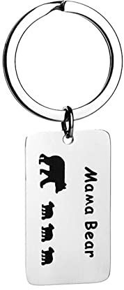 Banemi Schlüsselanhänger Jungen, Schlüsselanhänger für Männer Liebe Rechteckige Mama Bär Schlüsselanhänger