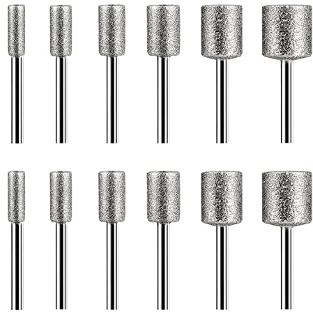 HOMEIDOL Lot de 12 forets diamantés compatibles avec Dremel pour pierres en pierre, bijoux, verre, céramique (4 mm, 5 mm, 6 mm, 8 mm, 10 mm, 12 mm)