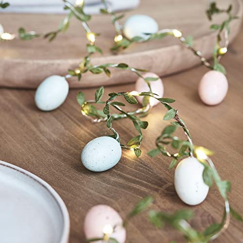 Lights4fun 20er LED Osterei Lichterkette Ostern Timer batteriebetrieben Innenbereich Osterdeko Modern Oster Girlande