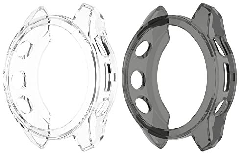 Chofit Fundas compatibles con Garmin Fenix 7S/Fenix 7S Solar Case Protectora, funda protectora de TPU suave para Fenix 7S Smartwatch (no para Fenix 7/Fenix 7X) (Negro+Transparente)