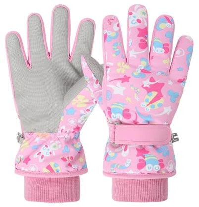 Handschuhe Kinder Winter Snow Skihandschuhe für 2-13 Jahre Mädchen Jungen PU Palme Wasserdicht Winddichte Warm Fleece Winterhandschuhe FahrradhandschuheThermohandschuhe Snowboard Skifahren Sports M