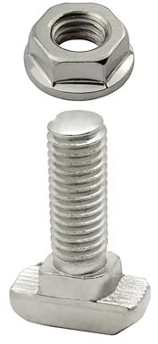 KLAK 45 - Hammerkopfschraube T-Schraube M8 25mm Nut 10 Aluprofil 45-er 10 Stück + Mutter